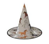 LKLDDPZB Cute Horse Printed Halloween Witch Hat For Women And Men Pointy Hat Decoration Cosplay