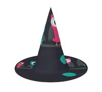 LKLDDPZB Cute Owls Printed Halloween Witch Hat For Women And Men Pointy Hat Decoration Cosplay