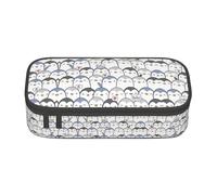 LKLDDPZB Cute Penguin Print High-Capacity Layered Pencil Bag - Full Print Design, Durable Oxford Cloth Construction, Versatile and Organized Solution for Your Stationery and Accessories