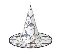 LKLDDPZB Cute Penguin Printed Halloween Witch Hat For Women And Men Pointy Hat Decoration Cosplay