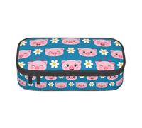 LKLDDPZB Cute Pig Print High-Capacity Layered Pencil Bag - Full Print Design, Durable Oxford Cloth Construction, Versatile and Organized Solution for Your Stationery and Accessories