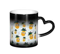 LKLDDPZB Cute Pineapple Print Heat Changing Coffee Mug â€“11 Oz Magic Color Changing Mug, Ceramic Thermal Reactive Cup for Men and Women