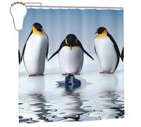 LKLDDPZB Cute Shower Curtains For Bathroom With Hooks, Water Resistant Fabric Washable Shower Curtain182 X 182 Cm, Penguin Print Shower Curtain For Bathroom Decor
