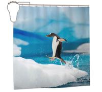 LKLDDPZB Cute Shower Curtains For Bathroom With Hooks, Water Resistant Fabric Washable Shower Curtain182 X 182 Cm, Penguin Print Shower Curtain For Bathroom Decor