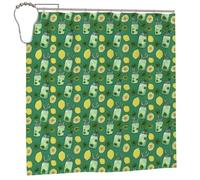 LKLDDPZB Cute Shower Curtains For Bathroom With Hooks, Water Resistant Fabric Washable Shower Curtain182 X 182 Cm, Green Lemonade Print Shower Curtain For Bathroom Decor