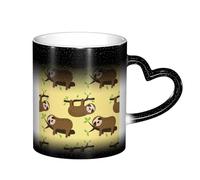 LKLDDPZB Cute Sloths On Yellow Lemons Print Heat Changing Coffee Mug –11 Oz Magic Color Changing Mug, Ceramic Thermal Reactive Cup for Men and Women