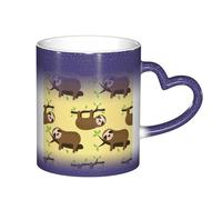 LKLDDPZB Cute Sloths On Yellow Lemons Print Heat Changing Coffee Mug â€“11 Oz Magic Color Changing Mug, Ceramic Thermal Reactive Cup for Men and Women