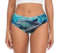 LKLDDPZB Dolphins Women'S Briefs - All-Over Print, Ultra-Comfortable With 4-Way Stretch For Everyday Wear Black