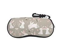 LKLDDPZB Easter Bunny Floral Print Ultra-Lightweight & Portable Soft-Shell Glasses Case (Horizontal Design) â€“ Full-Frame Double-Sided Print With Chloroprene Rubber Material