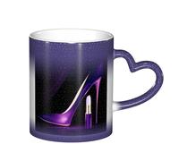 LKLDDPZB Elegant Purple High Heels Print Heat Changing Coffee Mug â€“11 Oz Magic Color Changing Mug, Ceramic Thermal Reactive Cup for Men and Women