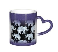 LKLDDPZB Elephant-Blue Black Print Heat Changing Coffee Mug â€“11 Oz Magic Color Changing Mug, Ceramic Thermal Reactive Cup for Men and Women