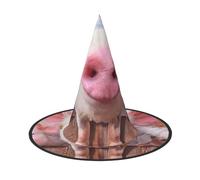 LKLDDPZB Funny Cute Pig Printed Halloween Witch Hat For Women And Men Pointy Hat Decoration Cosplay