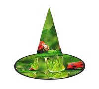 LKLDDPZB Funny Ladybug Holding Umbrellas Printed Halloween Witch Hat For Women And Men Pointy Hat Decoration Cosplay