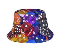 LKLDDPZB Games Dice Set Stylish Bucket Hat with All-Over Print - Lightweight, Uv Protection for Outdoor Adventures Black