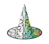 LKLDDPZB Geometry Brain Image With Science Printed Halloween Witch Hat For Women And Men Pointy Hat Decoration Cosplay