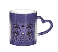 LKLDDPZB Horror Pattern On Purple Background Print Heat Changing Coffee Mug â€“11 Oz Magic Color Changing Mug, Ceramic Thermal Reactive Cup for Men and Women