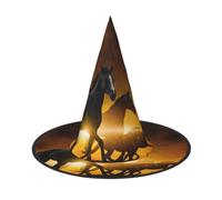 LKLDDPZB Horses Red Glowing Clouds Printed Halloween Witch Hat For Women And Men Pointy Hat Decoration Cosplay