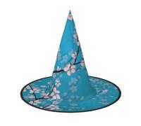 LKLDDPZB Japanese Cherry Flowers Printed Halloween Witch Hat For Women And Men Pointy Hat Decoration Cosplay