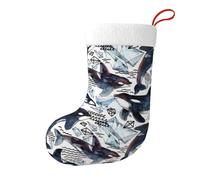 LKLDDPZB Killer Whale Print Christmas Stocking, Xmas Santa Stockings For Presents, Holiday Hanging Decor For Christmas Tree Fireplace Party