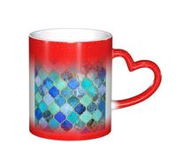 LKLDDPZB Lattice Print Heat Changing Coffee Mug â€“11 Oz Magic Color Changing Mug, Ceramic Thermal Reactive Cup for Men and Women