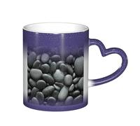 LKLDDPZB Many Black Pebbles Print Heat Changing Coffee Mug â€“11 Oz Magic Color Changing Mug, Ceramic Thermal Reactive Cup for Men and Women