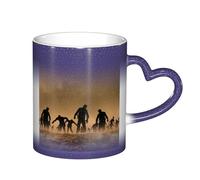 LKLDDPZB Many Zombie Print Heat Changing Coffee Mug â€“11 Oz Magic Color Changing Mug, Ceramic Thermal Reactive Cup for Men and Women