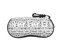 LKLDDPZB Music Note Print Ultra-Lightweight & Portable Soft-Shell Glasses Case (Horizontal Design) – Full-Frame Double-Sided Print With Chloroprene Rubber Material