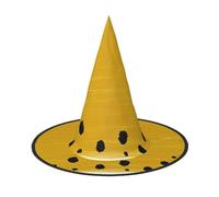 LKLDDPZB Mustard Yellow And Black Printed Halloween Witch Hat For Women And Men Pointy Hat Decoration Cosplay