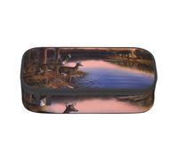 LKLDDPZB Nature Wild Animal Deers Print High-Capacity Layered Pencil Bag - Full Print Design, Durable Oxford Cloth Construction, Versatile and Organized Solution for Your Stationery and Accessories