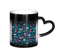 LKLDDPZB Ocean Fish Turtle Jellyfish Print Heat Changing Coffee Mug â€“11 Oz Magic Color Changing Mug, Ceramic Thermal Reactive Cup for Men and Women