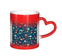 LKLDDPZB Ocean Fish Turtle Jellyfish Print Heat Changing Coffee Mug â€“11 Oz Magic Color Changing Mug, Ceramic Thermal Reactive Cup for Men and Women