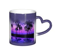 LKLDDPZB Palm Tree Purple Sunset Print Heat Changing Coffee Mug â€“11 Oz Magic Color Changing Mug, Ceramic Thermal Reactive Cup for Men and Women