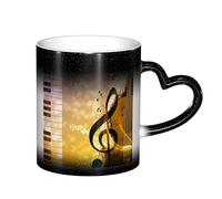 LKLDDPZB Piano Violin Music Notes Print Heat Changing Coffee Mug â€“11 Oz Magic Color Changing Mug, Ceramic Thermal Reactive Cup for Men and Women