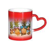 LKLDDPZB Pineapple Fruit Sunglasses Sand Beach Print Heat Changing Coffee Mug â€“11 Oz Magic Color Changing Mug, Ceramic Thermal Reactive Cup for Men and Women