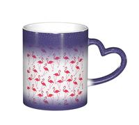 LKLDDPZB Pink Flamingo Pattern Print Heat Changing Coffee Mug –11 Oz Magic Color Changing Mug, Ceramic Thermal Reactive Cup for Men and Women