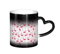 LKLDDPZB Pink Flamingo Pattern Print Heat Changing Coffee Mug –11 Oz Magic Color Changing Mug, Ceramic Thermal Reactive Cup for Men and Women