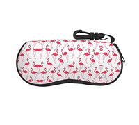 LKLDDPZB Pink Flamingo Pattern Print Ultra-Lightweight & Portable Soft-Shell Glasses Case (Horizontal Design) â€“ Full-Frame Double-Sided Print With Chloroprene Rubber Material