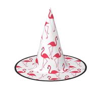 LKLDDPZB Pink Flamingo Pattern Printed Halloween Witch Hat For Women And Men Pointy Hat Decoration Cosplay