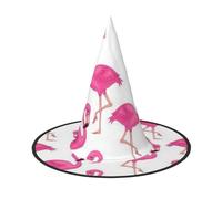 LKLDDPZB Pink Flamingo Printed Halloween Witch Hat For Women And Men Pointy Hat Decoration Cosplay