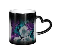 LKLDDPZB Purple and Teal Flowers Print Heat Changing Coffee Mug â€“11 Oz Magic Color Changing Mug, Ceramic Thermal Reactive Cup for Men and Women