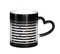 LKLDDPZB Rainbow Polka Dot Stripe Black and White Print Heat Changing Coffee Mug â€“11 Oz Magic Color Changing Mug, Ceramic Thermal Reactive Cup for Men and Women