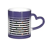 LKLDDPZB Rainbow Polka Dot Stripe Black and White Print Heat Changing Coffee Mug â€“11 Oz Magic Color Changing Mug, Ceramic Thermal Reactive Cup for Men and Women