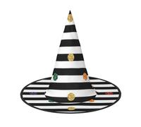 LKLDDPZB Rainbow Polka Dot Stripe Black And White Printed Halloween Witch Hat For Women And Men Pointy Hat Decoration Cosplay