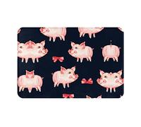 LKLDDPZB Red Cute Piggy Doormat â€“ Full-Print, Single-Side Design, 100% Polyester With Flannel Fabric And Non-Woven Plastic Dotted Bottom, Easy To Clean, Durable And Anti-Slip