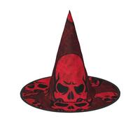 LKLDDPZB Red Skulls Printed Halloween Witch Hat For Women And Men Pointy Hat Decoration Cosplay