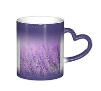 LKLDDPZB Romantic Purple Lavender Print Heat Changing Coffee Mug â€“11 Oz Magic Color Changing Mug, Ceramic Thermal Reactive Cup for Men and Women