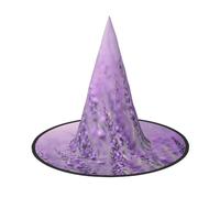 LKLDDPZB Romantic Purple Lavender Printed Halloween Witch Hat For Women And Men Pointy Hat Decoration Cosplay