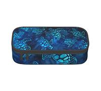 LKLDDPZB Sea Turtle-Blue Print High-Capacity Layered Pencil Bag - Full Print Design, Durable Oxford Cloth Construction, Versatile and Organized Solution for Your Stationery and Accessories