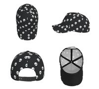 LKLDDPZB Skull Baseball Cap with Full-Print Design - Durable, Lightweight, and Adjustable for Everyday Use Black