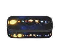 LKLDDPZB Solar System Print High-Capacity Layered Pencil Bag - Full Print Design, Durable Oxford Cloth Construction, Versatile and Organized Solution for Your Stationery and Accessories